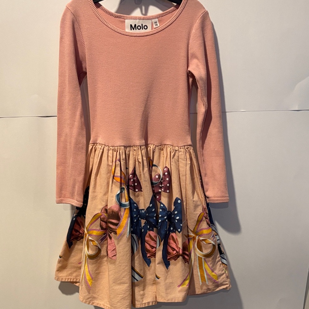 Molo Blush and Multicolor Bow Dress